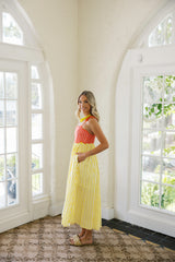 Entro Sunset Striped Midi Dress