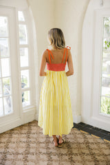 Entro Sunset Striped Midi Dress