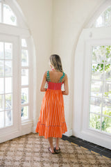 Karlie Fuschia Stripe Color Block Midi Dress