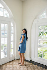 Entro Blue and Orange Plaid Button Front Mini Dress