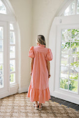 Entro Puff Sleeve Gingham Maxi Dress in Pink Lemonade