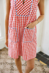 Entro Red Check Print Sleeveless Mini Dress