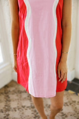 Entro Wavy Contrast Color Block Mini Dress