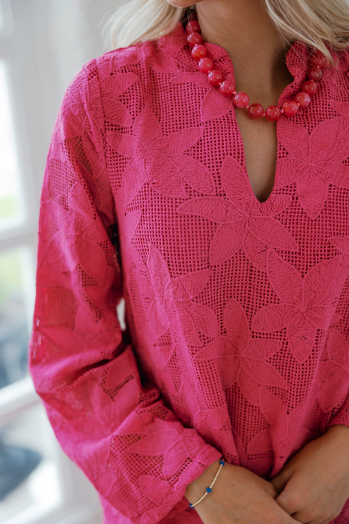 TCEC Magenta Floral Lace Maxi Dress
