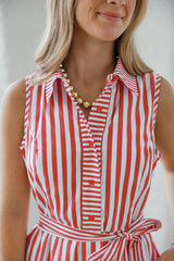 Joy*Joy Red Striped Mini Dress