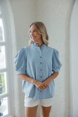 Karlie Puff Sleeve Denim Top