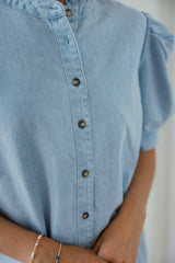 Karlie Puff Sleeve Denim Top