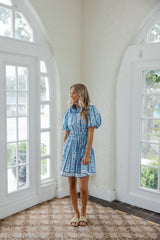 Brooks Ave Banyan Mini Dress in Cabana Stripe Blue