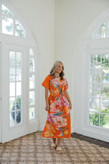 Elizabeth James Tess Midi Dress in Sunset Blooms