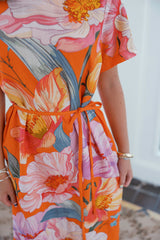 Elizabeth James Tess Midi Dress in Sunset Blooms