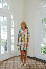 Meet Me in Santorini Painted Petals Mini Dress