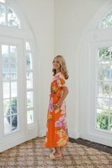 Elizabeth James Tess Midi Dress in Sunset Blooms