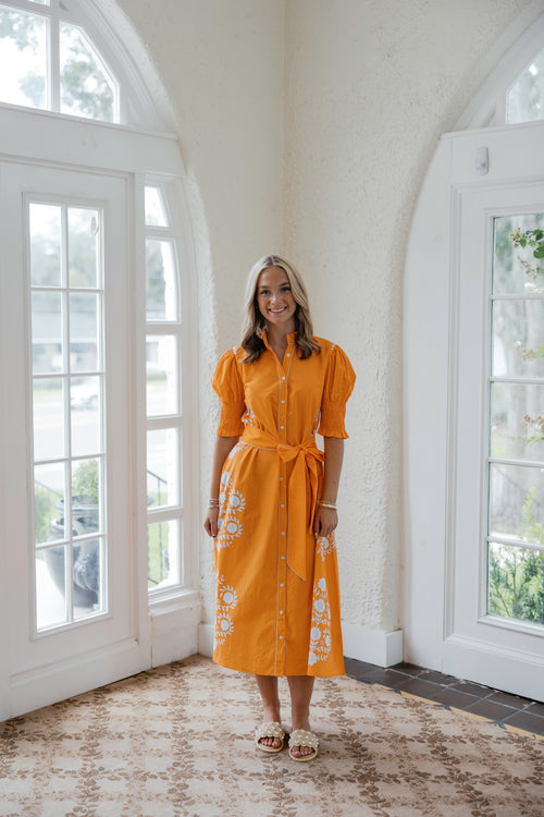 Victoria Dunn Kiawah Tangerine Midi Dress