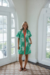 THML Palm Puff Sleeve Mini Dress