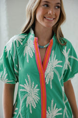 THML Palm Puff Sleeve Mini Dress