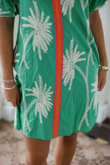 THML Palm Puff Sleeve Mini Dress