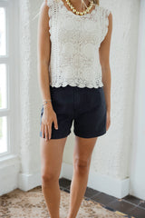 Pistola Kimora High Rise Linen Short in Bristol Black