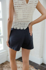 Pistola Kimora High Rise Linen Short in Bristol Black