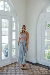 THML American Summer Smocked Midi Dress