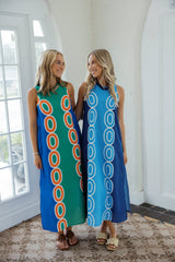 Jade Melody Tam Blue & Green Links Column Midi Dress