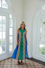 Jade Melody Tam Blue & Green Links Column Midi Dress
