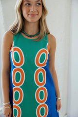 Jade Melody Tam Blue & Green Links Column Midi Dress