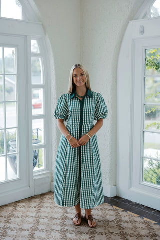 Entro Gingham Scalloped Top