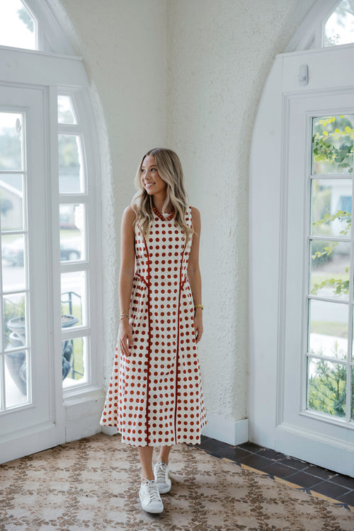 Entro Polka Dot Midi in Ecru Rust