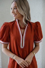 Entro Lined Mini Dress in Rust