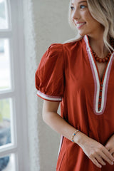 Entro Lined Mini Dress in Rust