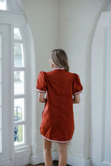 Entro Lined Mini Dress in Rust