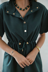 Entro Olive Mini Drawstring Dress
