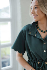 Entro Olive Mini Drawstring Dress