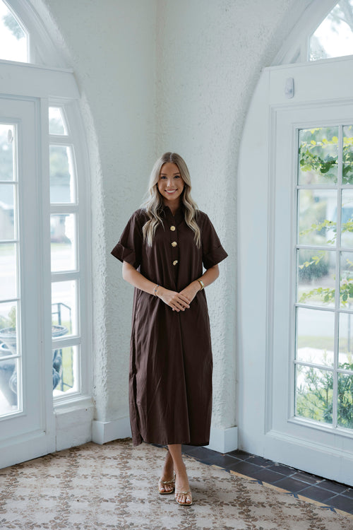 Entro Maple Button Front Maxi Dress