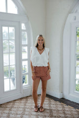 Entro Check Print Shorts in Rust