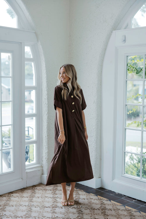 Entro Maple Button Front Maxi Dress