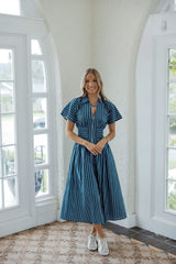 Entro Mixed Blues Midi Dress