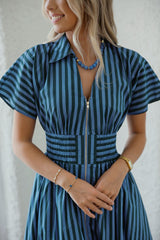 Entro Mixed Blues Midi Dress