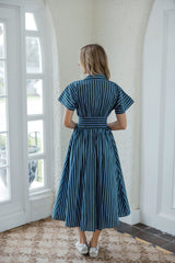 Entro Mixed Blues Midi Dress
