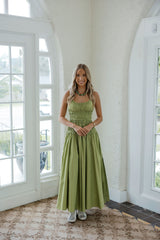Karlie Matcha Smocked Top Maxi Dress