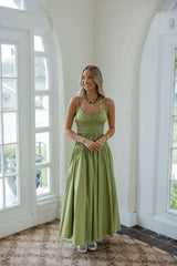 Karlie Matcha Smocked Top Maxi Dress