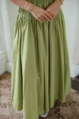 Karlie Matcha Smocked Top Maxi Dress