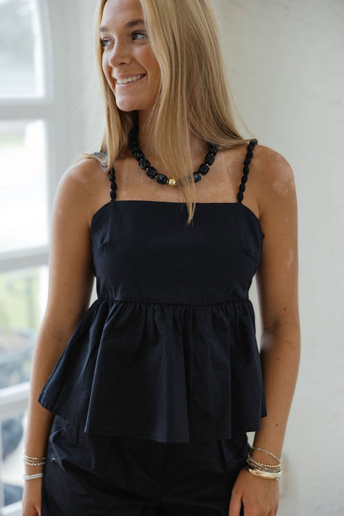 TCEC Black Braided Peplum Set