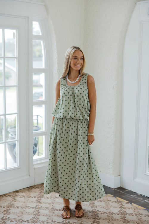 Entro Olive Polka Dot Skirt