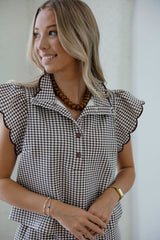 Entro Gingham Scalloped Top