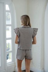 Entro Gingham Scalloped Top