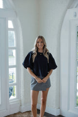 Entro Black Puff Sleeve Top