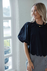 Entro Black Puff Sleeve Top