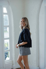 Entro Black Puff Sleeve Top