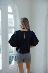 Entro Black Puff Sleeve Top